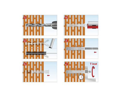 Instructions d''installation d''une cheville en six étapes