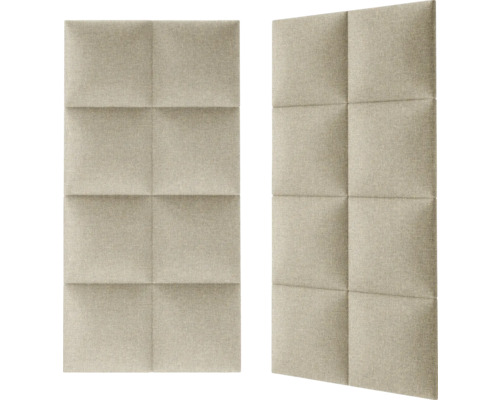 Zwei Schallschutzpaneele mit quadratischer Polsterung