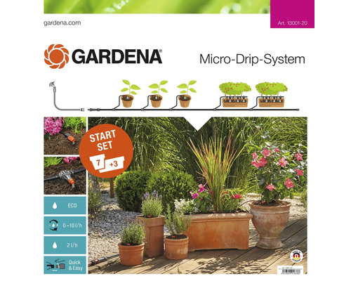 Kit de démarrage GARDENA Micro Drip pour arrosage de pots pour plantes taille M (pour 7 pots pour plantes ou 3 bacs à plantes)