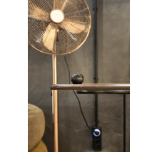 Szene mit einem Ventilator, einem Tisch und einem Duftöl Diffusor