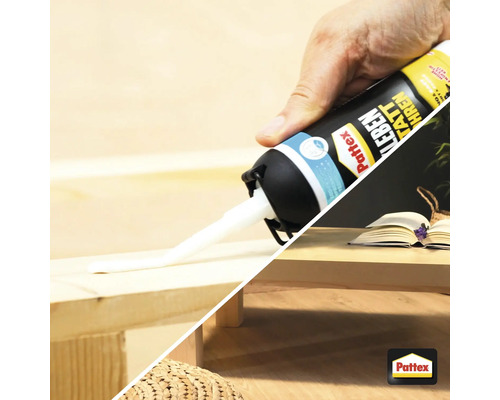 Anwendung von Montagekleber aus der Kartusche auf Holzleiste
