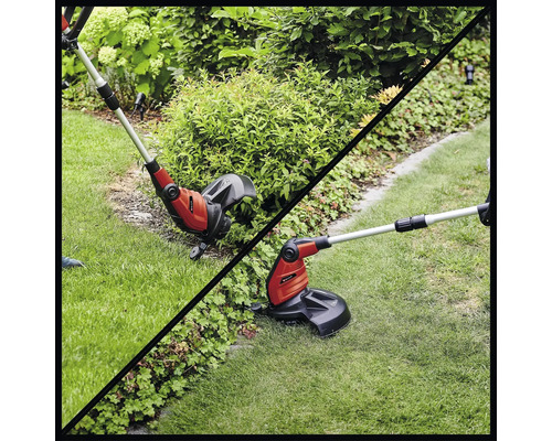 Deux coupe-bordures en utilisation dans un jardin.