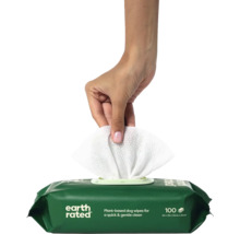 Lingettes nettoyantes pour chiens Earth Rated, à base de plantes, paquet de 100