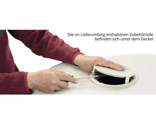 Zubehör unter dem Deckel mit Schraubenzieher