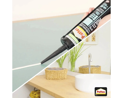Colle de montage Pattex Multi 3 en utilisation dans la salle de bain