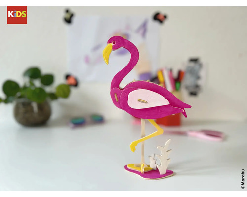 Flamant rose décoratif en bois à assembler pour les enfants