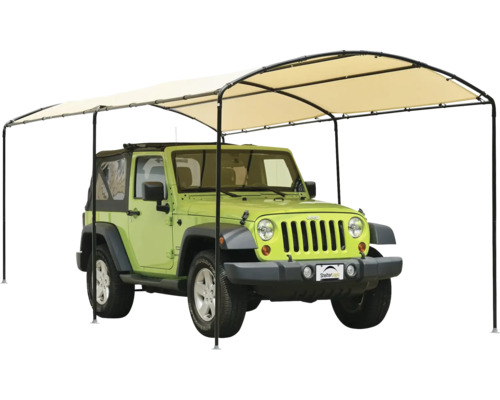 Voiture sous un abri contre le soleil