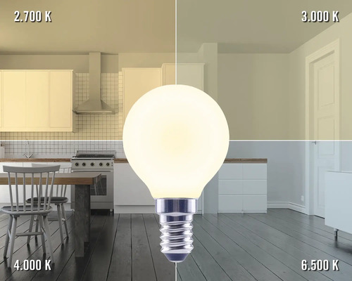Comparaison de différentes températures de couleur d''une ampoule à l''intérieur