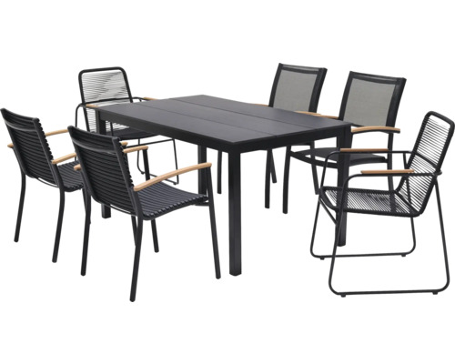 Groupe de table de jardin avec six chaises