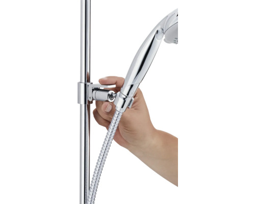 Handbrause an Duschstange mit Brauseschlauch