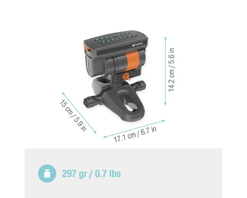 Arroseur oscillant multi-surfaces Gardena avec dimensions
