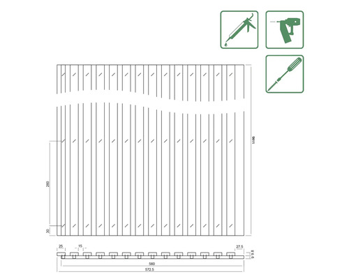 Dessin technique d''un paravent avec dimensions