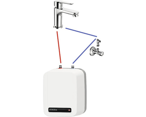 Installation d''un chauffe-eau électronique avec robinet