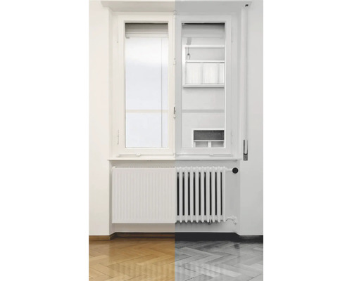 Fenêtre avec radiateur dans une pièce