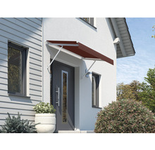 Auvent de maison avec cadre en acier au-dessus d''une porte d''entrée