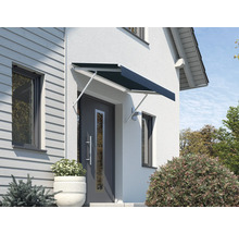 Auvent au-dessus d''une porte d''entrée avec des plantes sur le côté