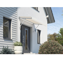 Auvent de porte d''entrée en aluminium et verre acrylique monté sur une maison d''habitation