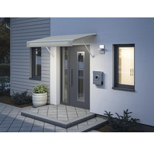 Zone d''entrée d''une maison avec auvent de porte, porte d''entrée et boîte aux lettres