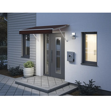 Façade de maison avec auvent au-dessus de la porte d''entrée et boîte aux lettres à côté de la fenêtre