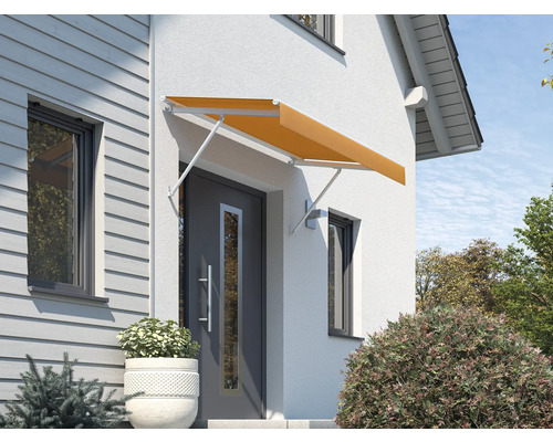 Auvent sur une maison avec porte d''entrée et fenêtre