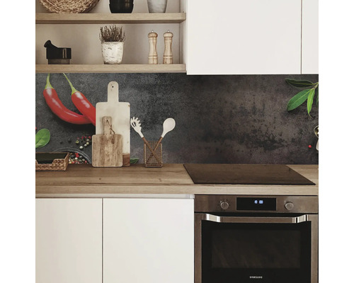 Cuisine avec crédence, plaque de cuisson et four