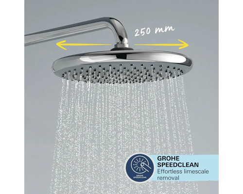 Grohe Duschkopf mit Speedclean Funktion und einer Grösse von 250 Millimeter