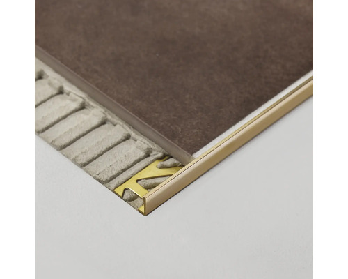 Profilé de carrelage avec carreau brun et colle