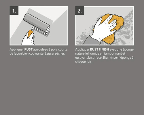 Instructions pour appliquer un effet rouille avec un rouleau à peinture et une éponge