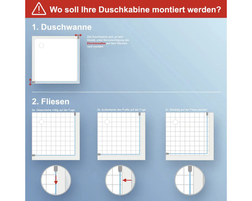 Instructions pour le montage d''une cabine de douche sur un receveur ou sur du carrelage
