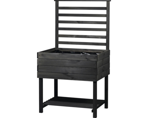 Jardinière surélevée en bois avec treillis et étagère