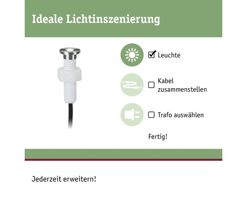 Composition d''un luminaire de jardin : Luminaire, câble à assembler, transformateur à choisir.
