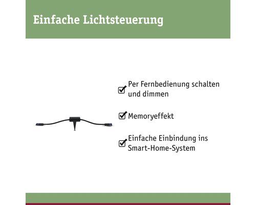 Einfache Lichtsteuerung mit Fernbedienung, Memoryeffekt und Smart-Home-Integration.