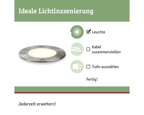 Spot encastrable au sol avec informations sur les accessoires