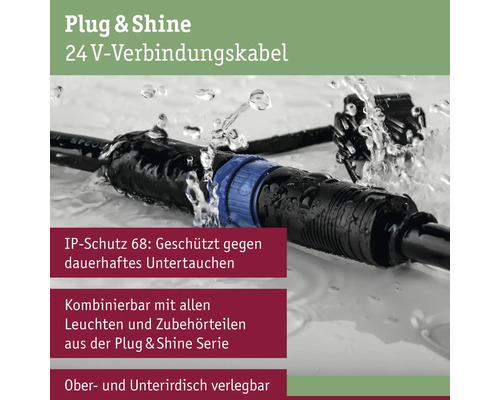 Plug and Shine 24 Volt Verbindungskabel mit Wasserspritzern