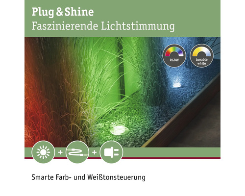 Plug and Shine Gartenleuchten mit Farbwechsel und Weißtonsteuerung für stimmungsvolle Beleuchtung