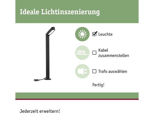 Aussenleuchte zur Lichtinszenierung: Leuchte, Kabel, Transformator.