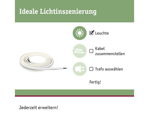 Lichtinszenierung mit flexibler LED-Leiste, Kabel und Trafo selbst zusammenstellen