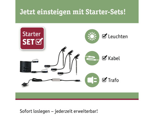 Gartenleuchten Starter Set mit Kabel und Transformator