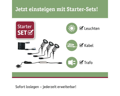 Kit de démarrage d''éclairage de jardin avec lampes, câbles et transformateur