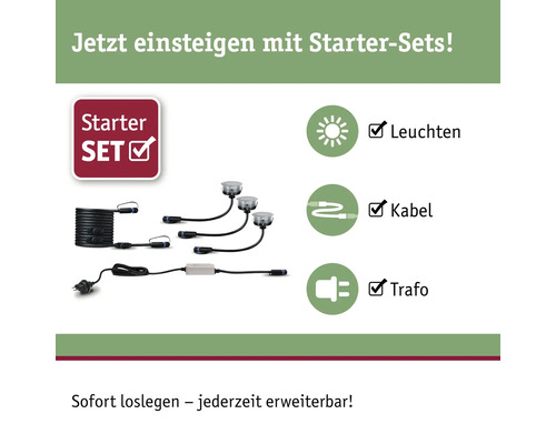 Kit de démarrage d''éclairage extérieur avec lampes, câbles et transformateur