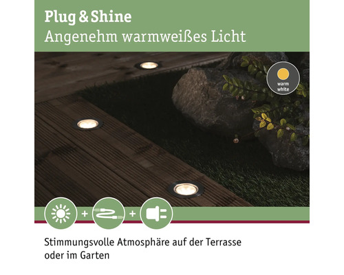 Spots au sol à lumière blanche chaude pour terrasse et jardin