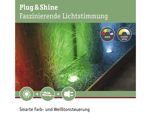 Éclairage de jardin Plug and Shine avec RGBW et blanc réglable