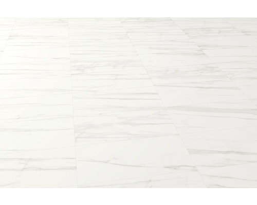 Sol vinyle blanc aspect marbre.