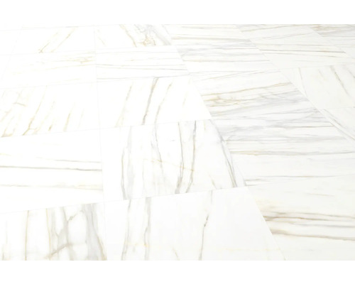 Sol posé en carreaux de marbre.