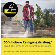 Mann reinigt Steintreppe mit Hochdruckreiniger für Aussenbereiche