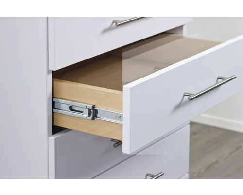 Kommode mit offenem Schubfach und Metallelementen