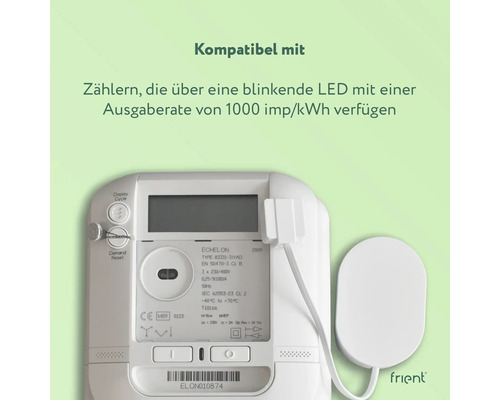 Compatible avec les compteurs dotés d''une LED clignotante avec un débit de 1000 imp/kWh