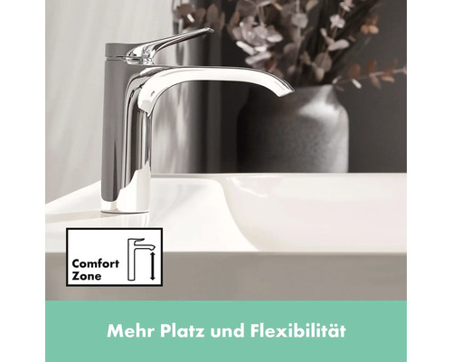 Waschtischarmatur auf einem Waschbecken mit Comfort Zone Symbol