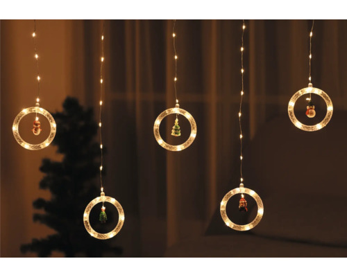 Guirlande lumineuse décorative avec des motifs de Noël dans des cercles