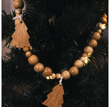 Guirlande décorative de boules en bois avec pendentifs en forme d''arbre comme décoration de sapin de Noël